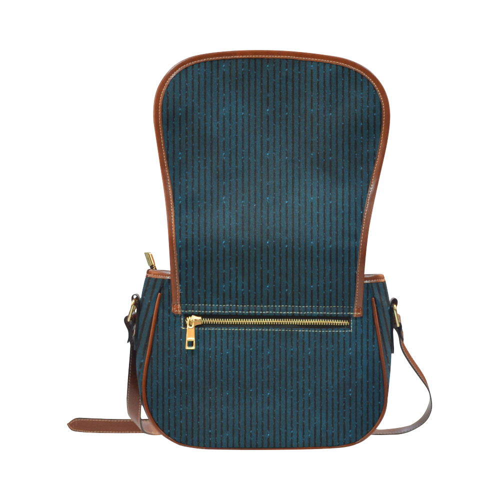 Turquoise Stripe Saddle Bag/Small (Model 1649) Full Customization