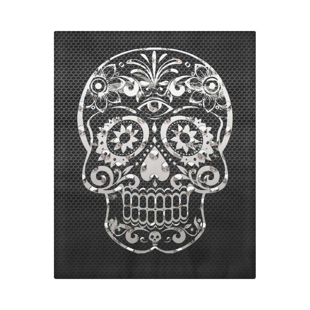 Skull, black silver metal Duvet Cover 86"x70" ( All-over-print)