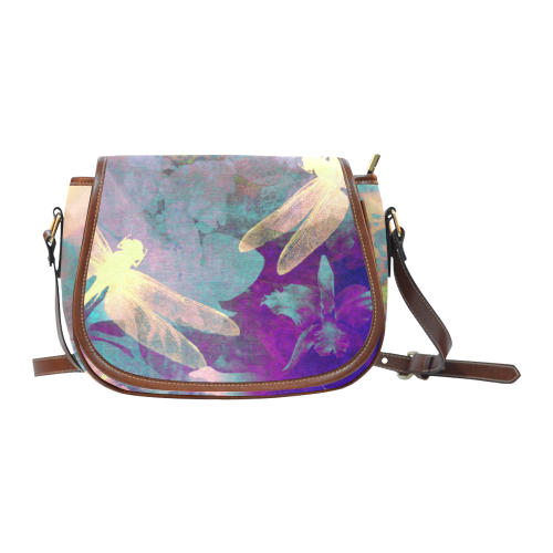 Dragonflies and Orchids Saddle Bag/Small (Model 1649) Full Customization