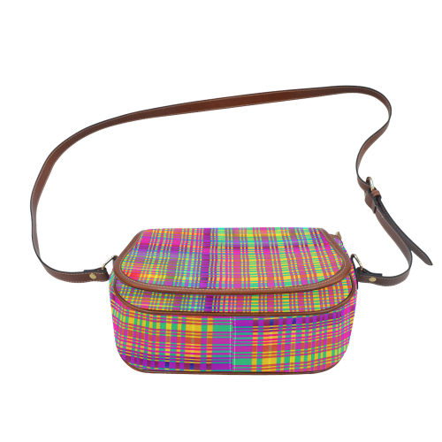 Rainbow Tartan Saddle Bag/Small (Model 1649) Full Customization