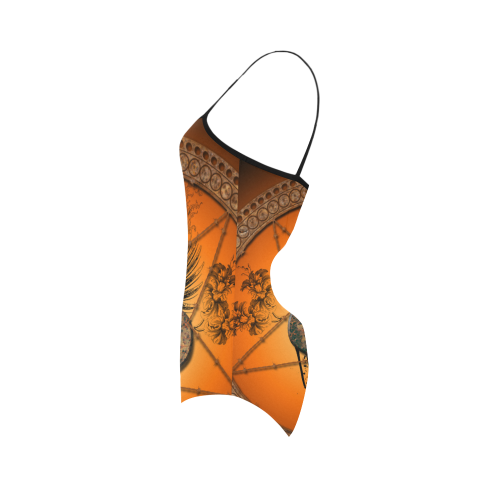 Wonderful heart made of rusty metal Strap Swimsuit ( Model S05)