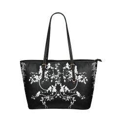 Roses in black and white Leather Tote Bag/Small (Model 1651)