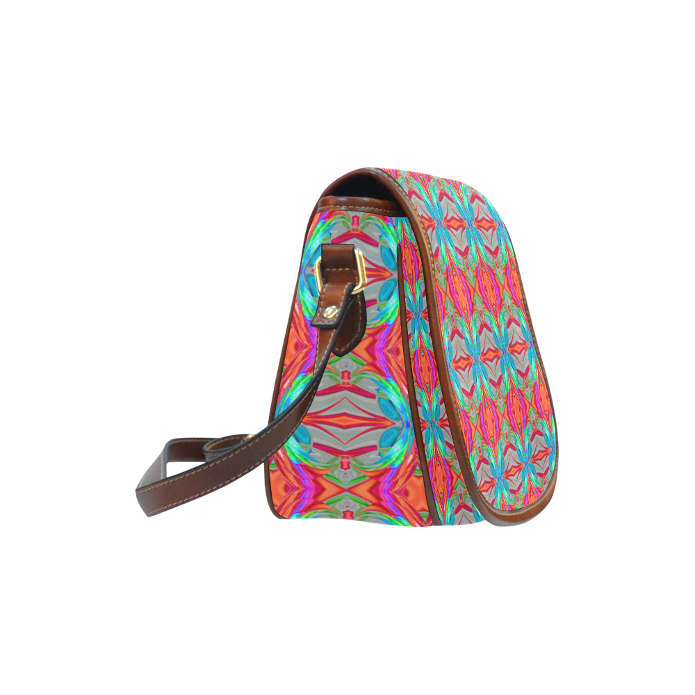 Abstract Colorful Ornament CA Saddle Bag/Small (Model 1649) Full Customization