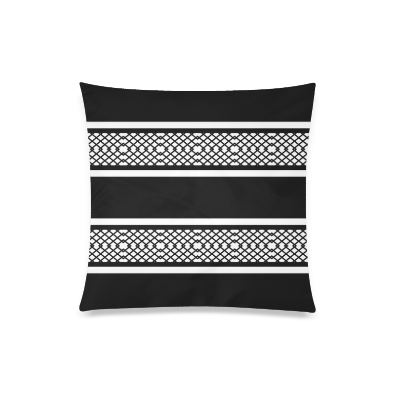 Diamond Lattice Black and White Striped Custom Zippered Pillow Case 20"x20"(Twin Sides)