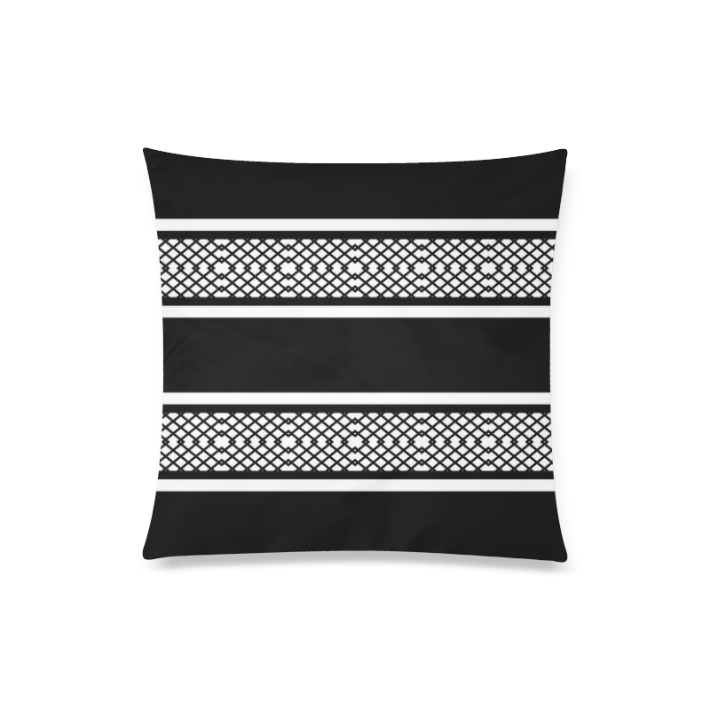 Diamond Lattice Black and White Striped Custom Zippered Pillow Case 20"x20"(Twin Sides)