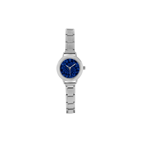 Glossy Blue Spiral Fractal Women's Italian Charm Watch(Model 107)