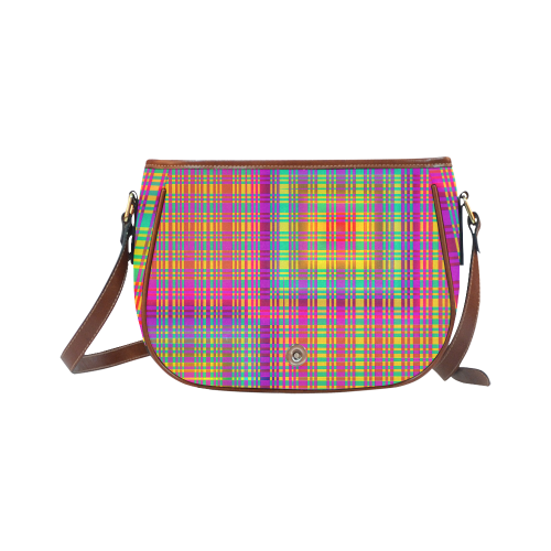 Rainbow Tartan Saddle Bag/Small (Model 1649) Full Customization