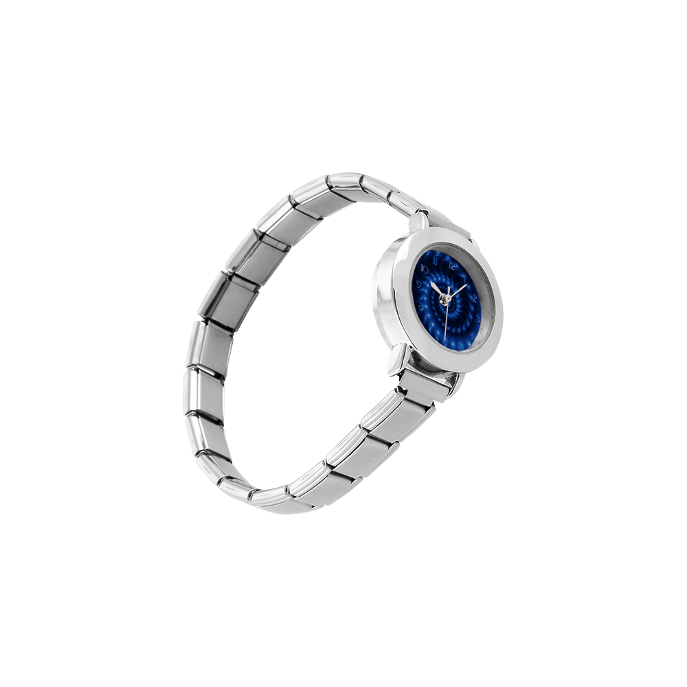 Glossy Blue Spiral Fractal Women's Italian Charm Watch(Model 107)
