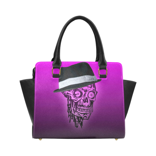 elegant skull with hat,hot pink Classic Shoulder Handbag (Model 1653)