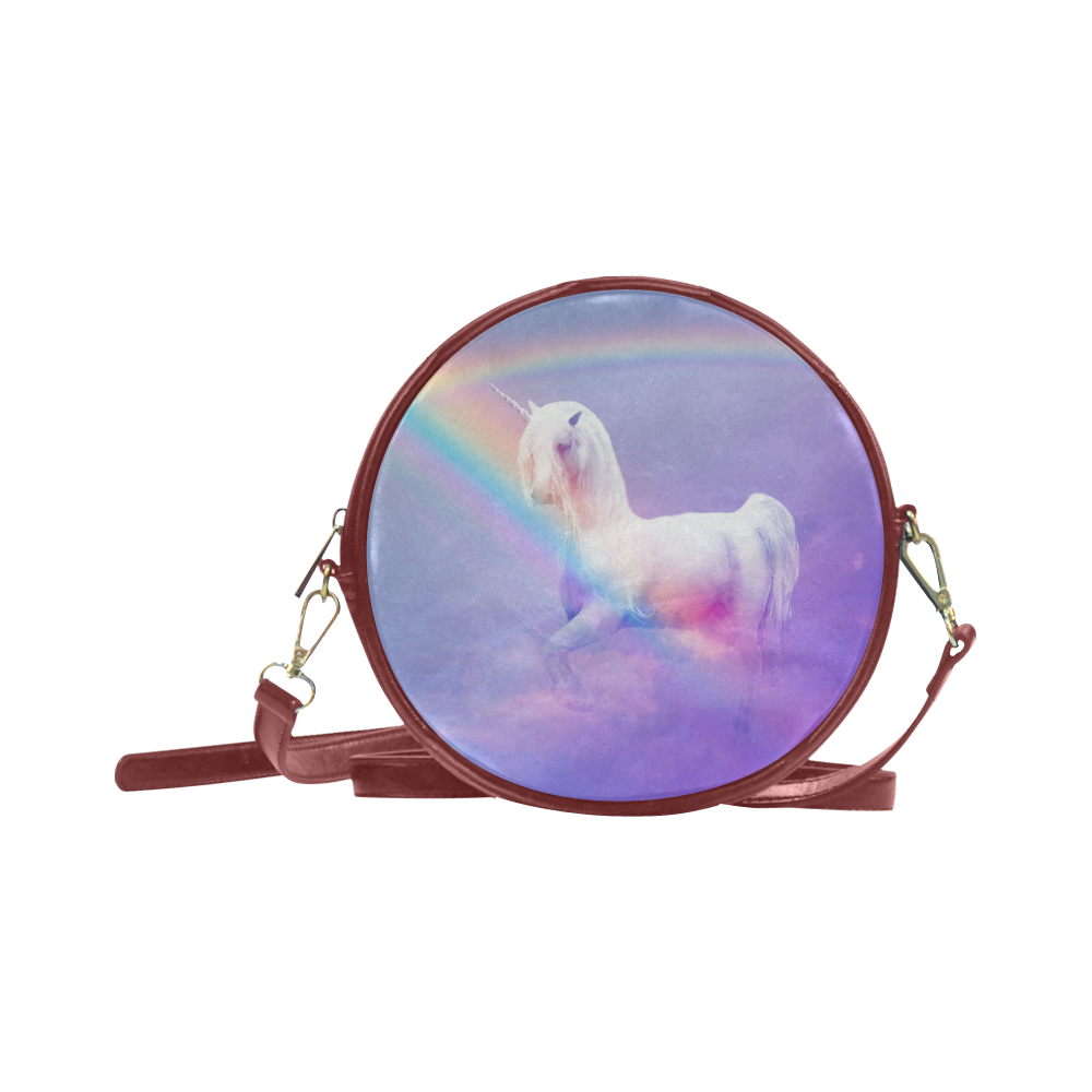 Unicorn and Rainbow Round Sling Bag (Model 1647)