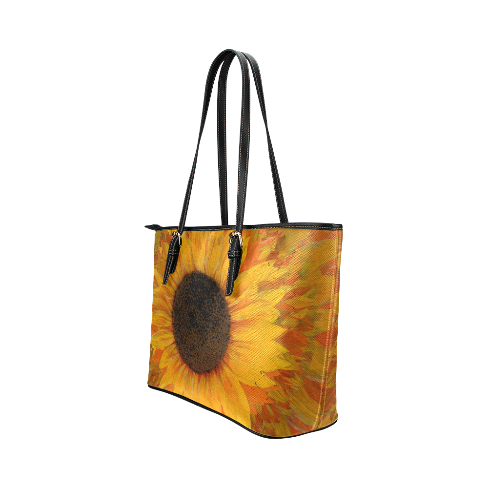 Sunflower Leather Tote Bag/Small (Model 1651)