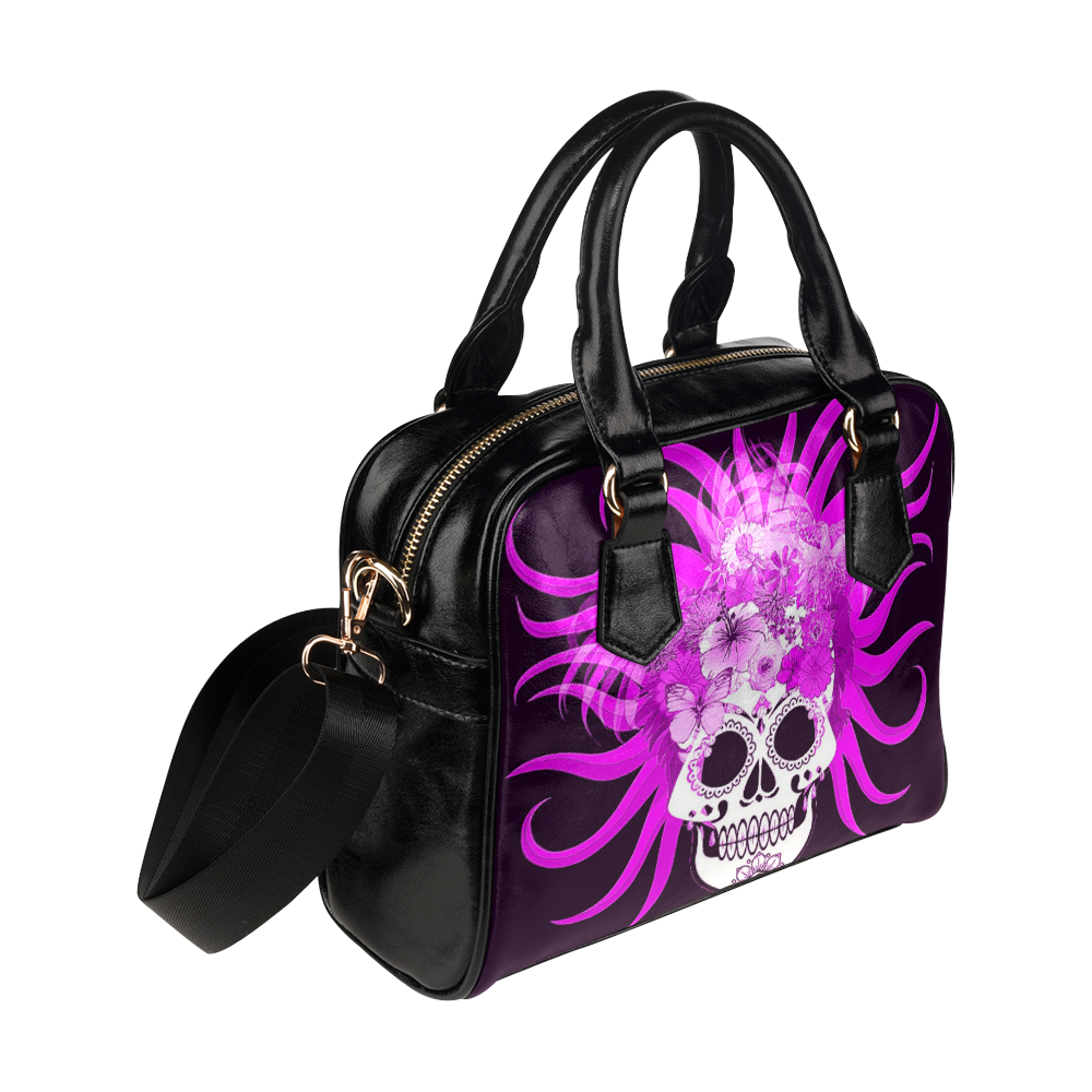hippie skull,pink Shoulder Handbag (Model 1634)