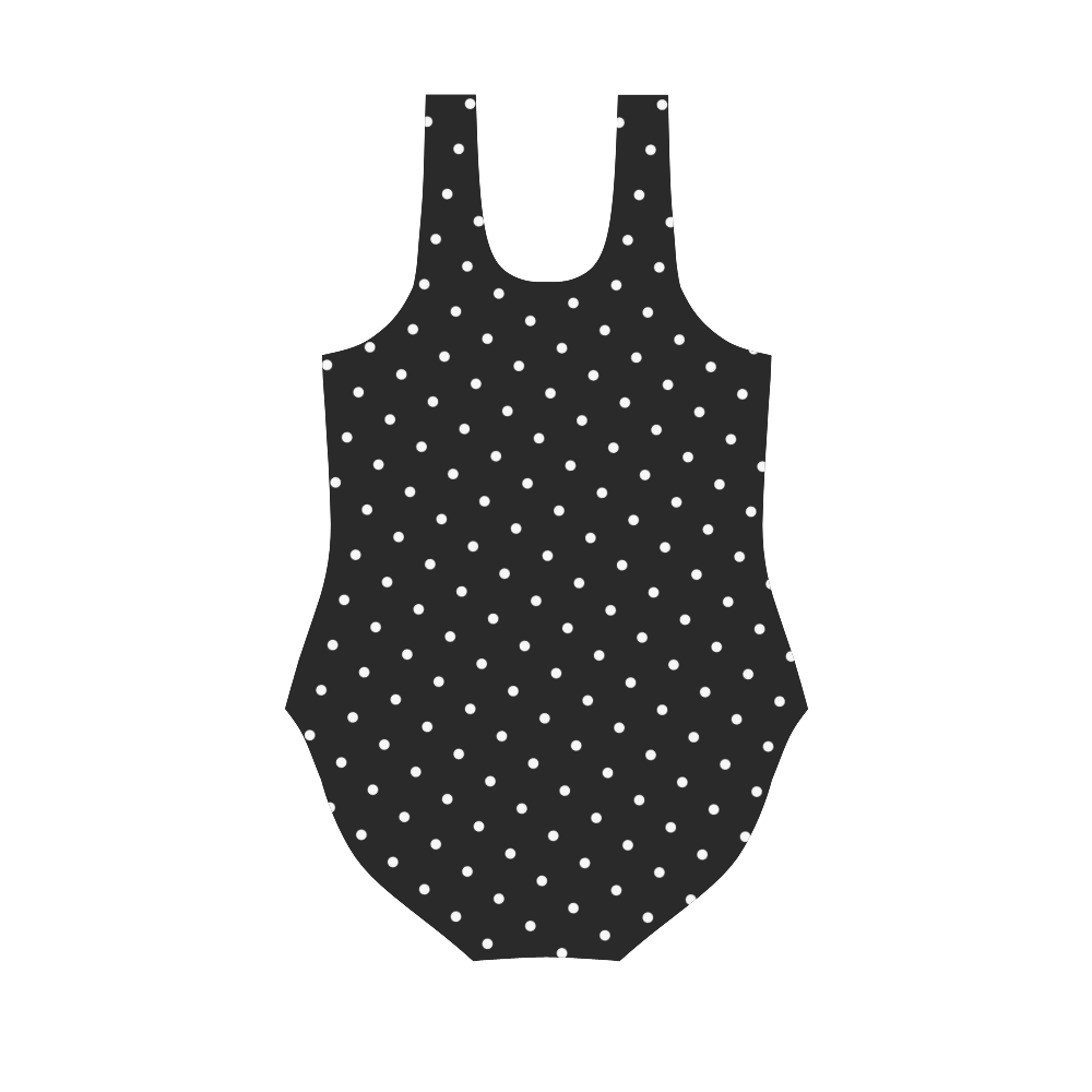 Black & white polka dots VAS2 Vest One Piece Swimsuit (Model S04)