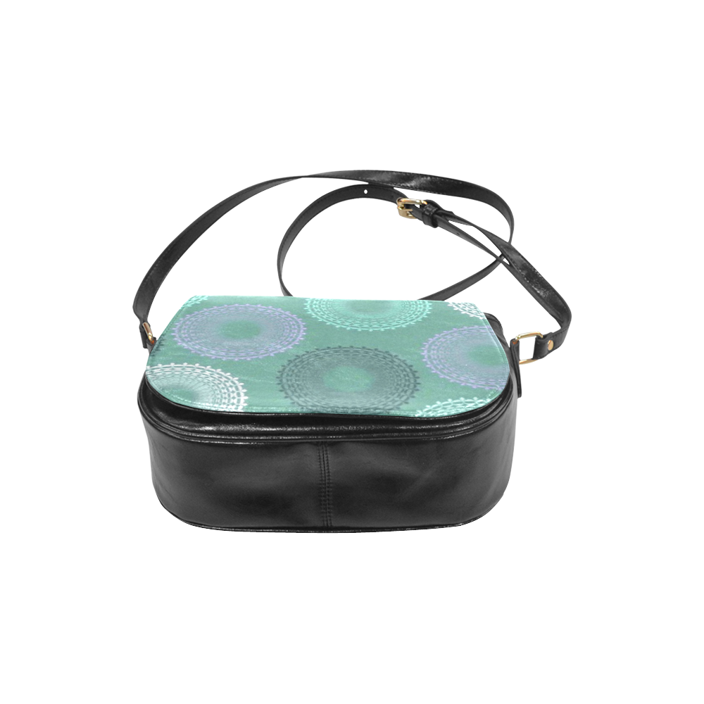 Teal Sea Foam Green Lace Doily Classic Saddle Bag/Small (Model 1648)