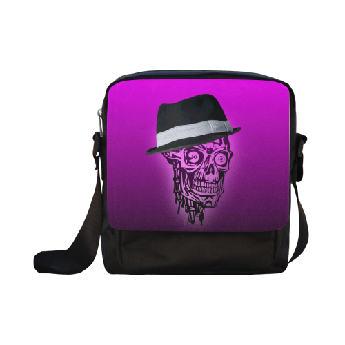 elegant skull with hat,hot pink Crossbody Nylon Bags (Model 1633)