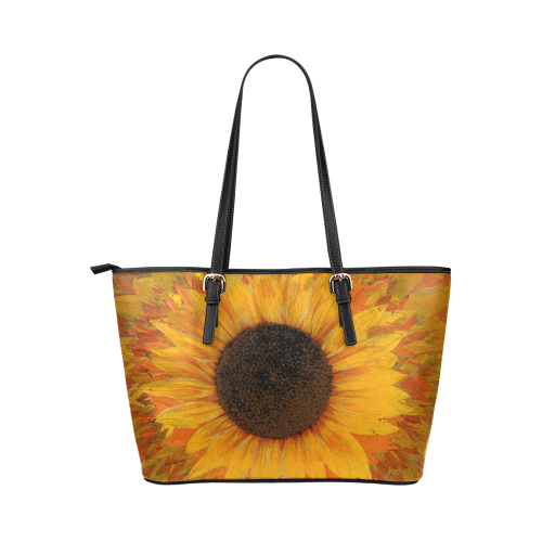 Sunflower Leather Tote Bag/Small (Model 1651)