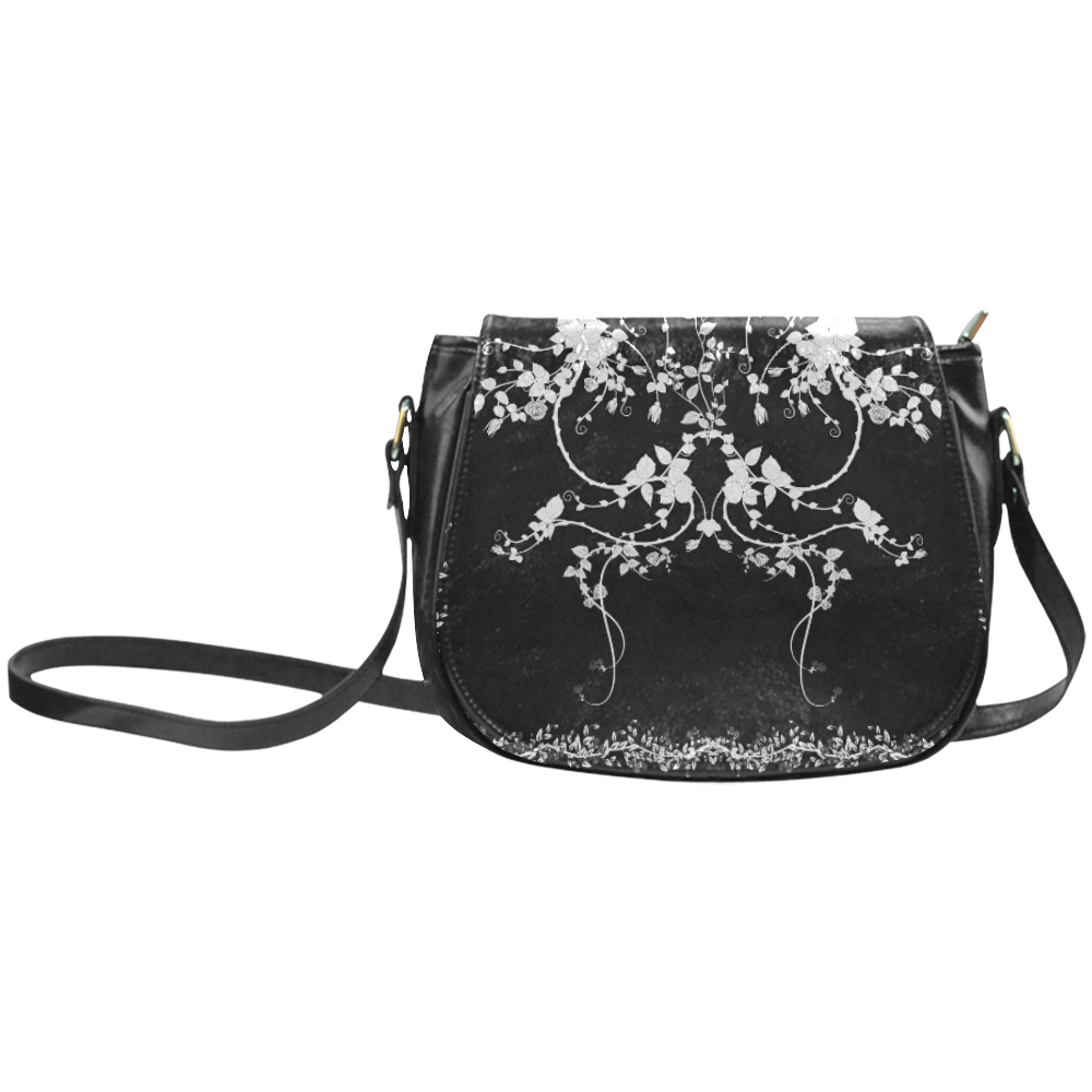 Roses in black and white Classic Saddle Bag/Small (Model 1648)