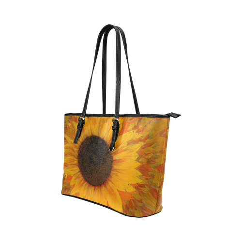 Sunflower Leather Tote Bag/Small (Model 1651)