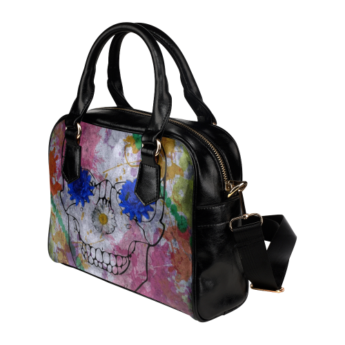 flower power skull Shoulder Handbag (Model 1634)