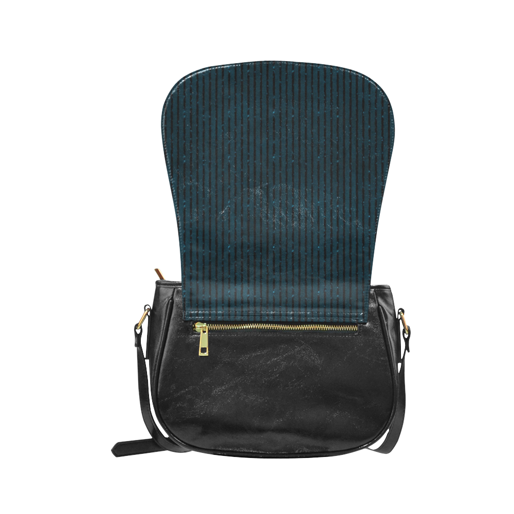 Turquoise Stripe Classic Saddle Bag/Small (Model 1648)