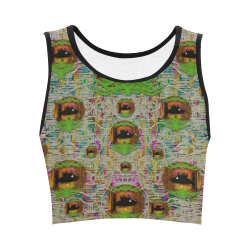 Fishes in a peacock and lace place in rainbows Women's Crop Top (Model T42)