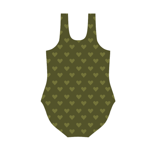 Army green heart pattern VAS2 Vest One Piece Swimsuit (Model S04)