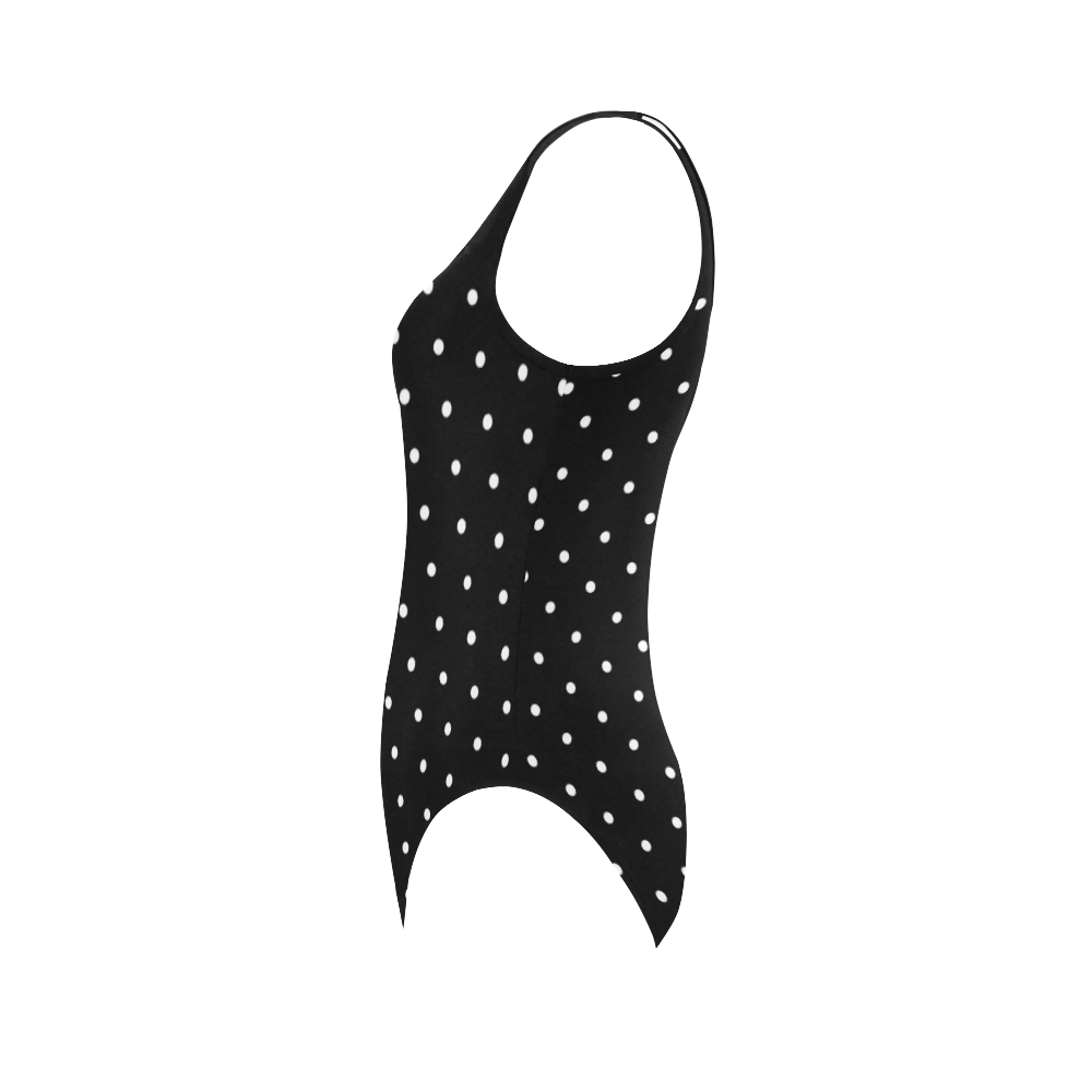 Black & white polka dots VAS2 Vest One Piece Swimsuit (Model S04)