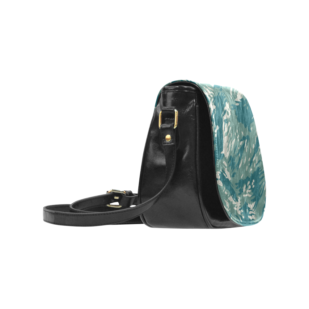 Blue and Green Camo Classic Saddle Bag/Small (Model 1648)