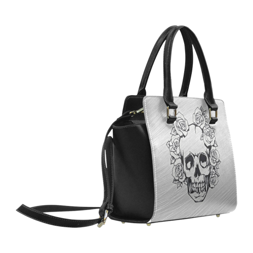 skull with roses Classic Shoulder Handbag (Model 1653)
