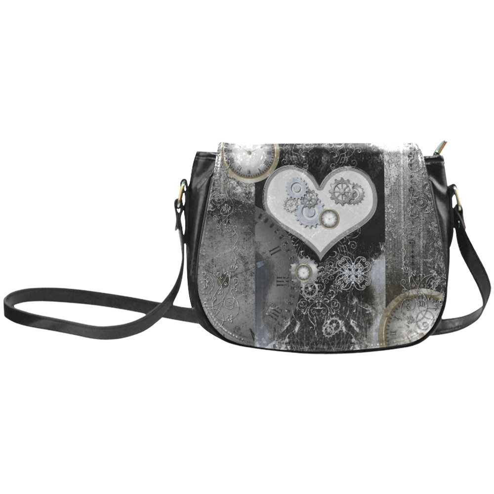 Steampunk, heart, clocks and gears Classic Saddle Bag/Small (Model 1648)