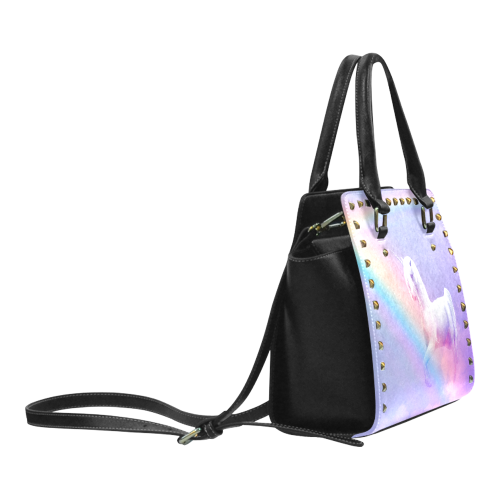 Unicorn and Rainbow Rivet Shoulder Handbag (Model 1645)