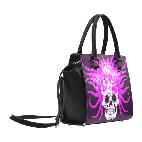 hippie skull,pink Classic Shoulder Handbag (Model 1653)