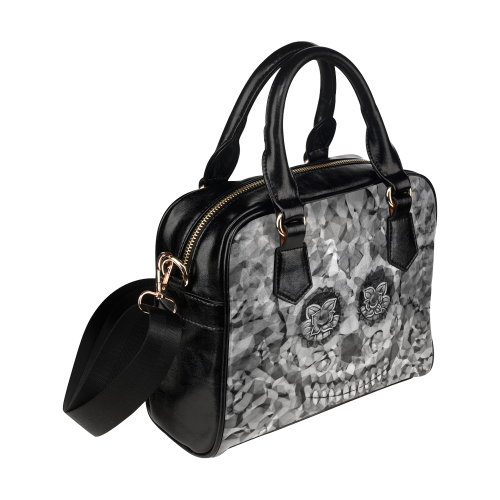 Polygon Skull black white Shoulder Handbag (Model 1634)
