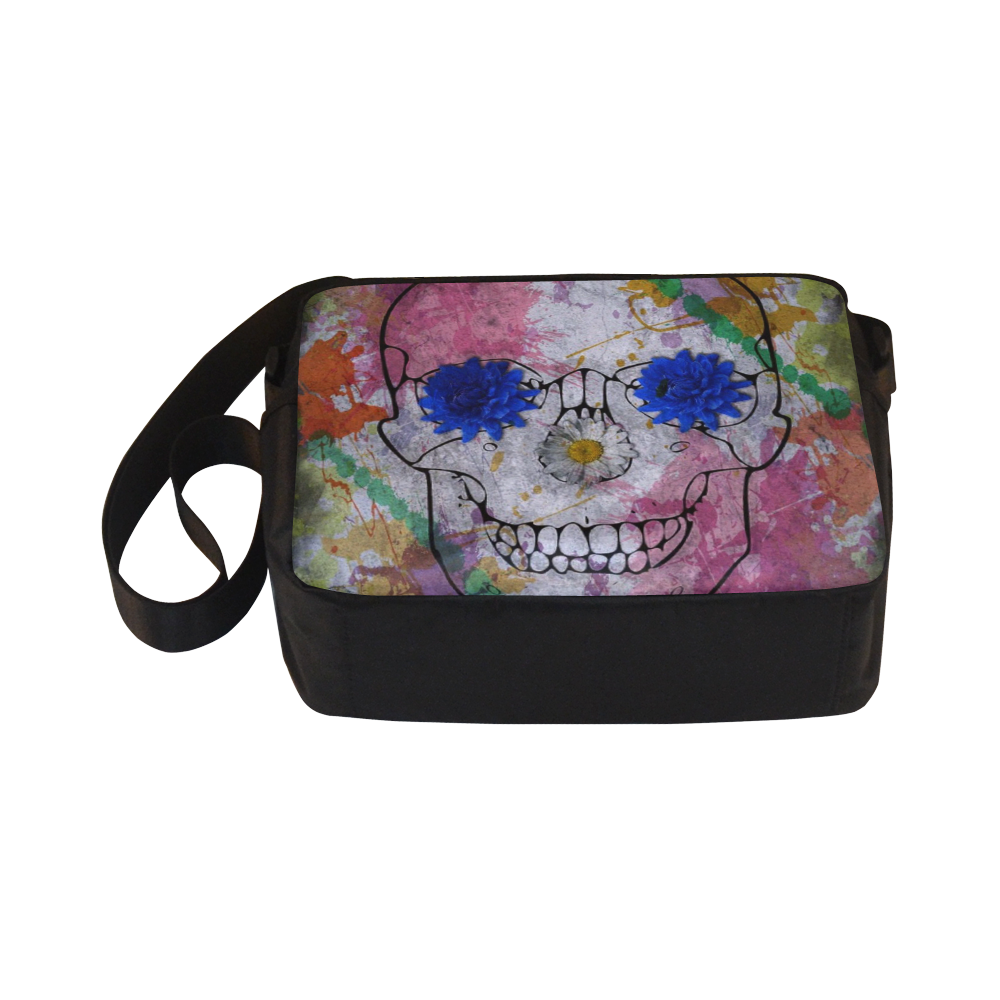 flower power skull Classic Cross-body Nylon Bags (Model 1632)