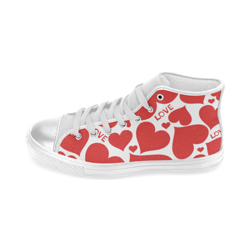 Red Hearts and Love Women's Classic High Top Canvas Shoes (Model 017)