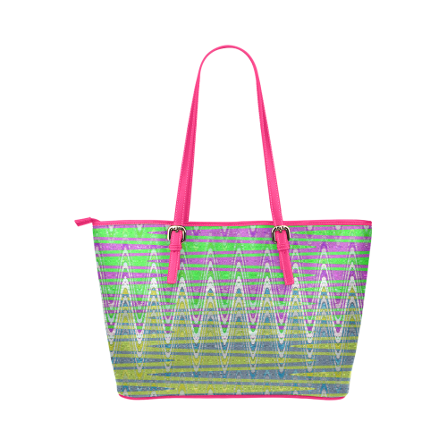 Colorful Waves Leather Tote Bag/Large (Model 1651)