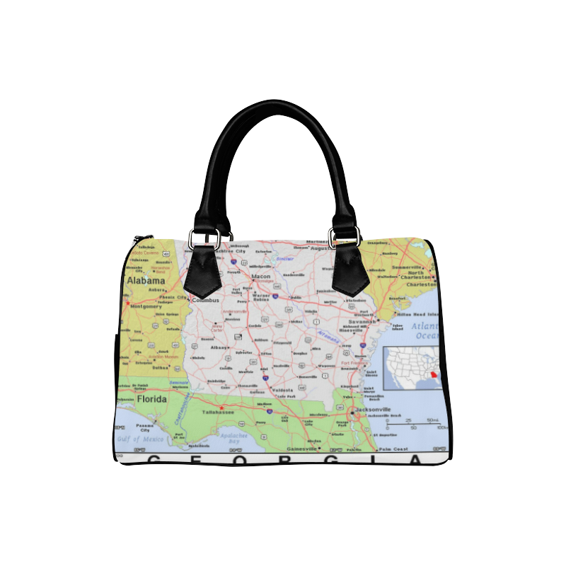 Georgia With Cities And Roads Modern Map Boston Handbag (Model 1621)