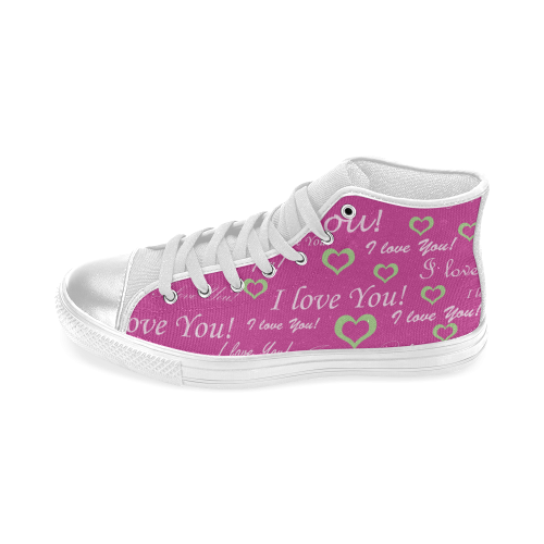 I Love You Women's Classic High Top Canvas Shoes (Model 017)