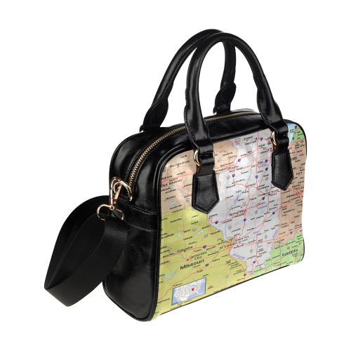 Illinois State And Cities Map Shoulder Handbag (Model 1634)