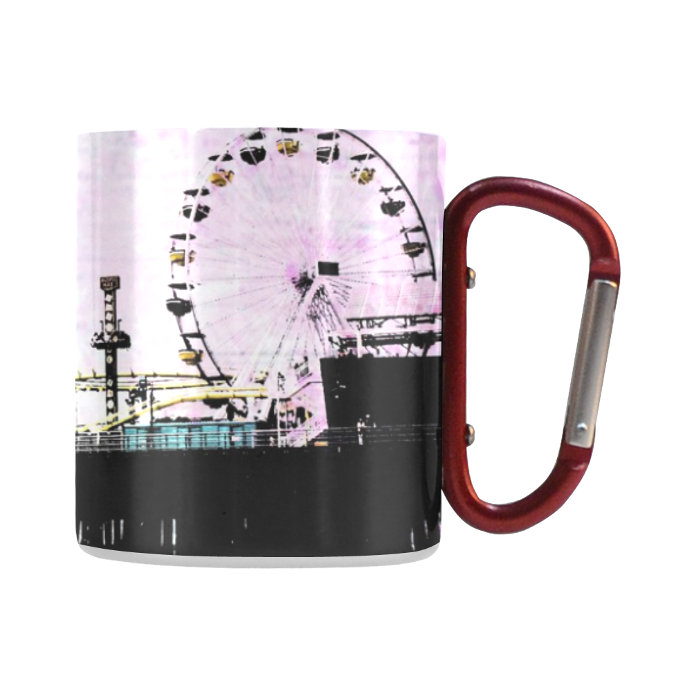 Pink Grunge Santa Monica Pier Classic Insulated Mug(10.3OZ)
