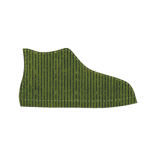 Green Stripe Women's Classic High Top Canvas Shoes (Model 017)