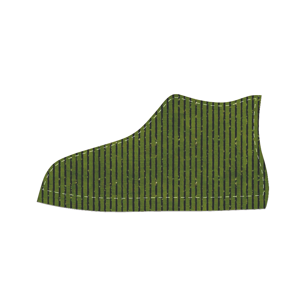 Green Stripe Women's Classic High Top Canvas Shoes (Model 017)