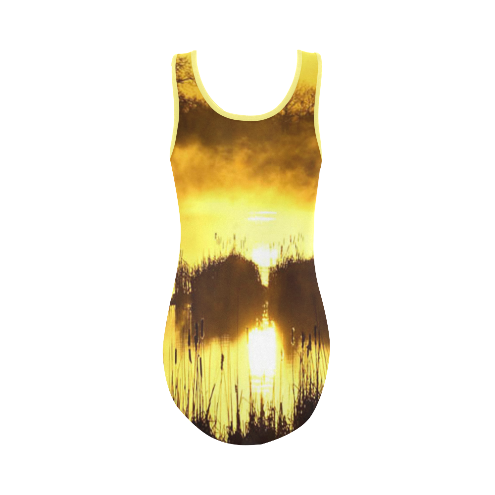 Tiger and Sunset Vest One Piece Swimsuit (Model S04)