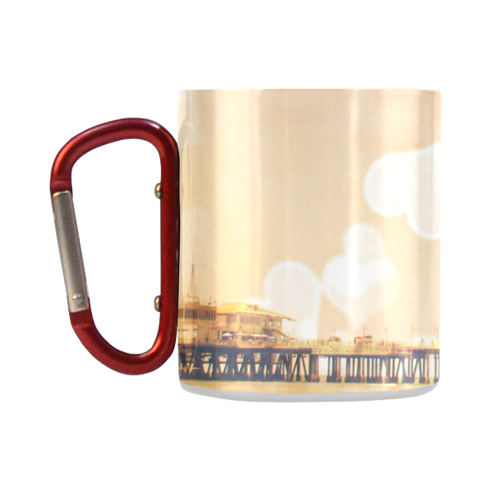 Yellow Bokeh Hearts Santa Monica Pier Classic Insulated Mug(10.3OZ)
