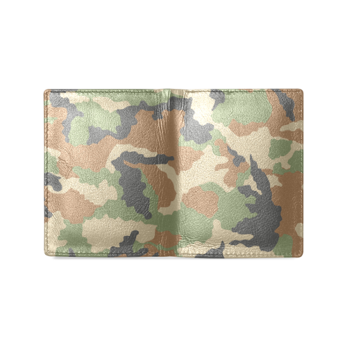woodland camouflage pattern Men's Leather Wallet (Model 1612)