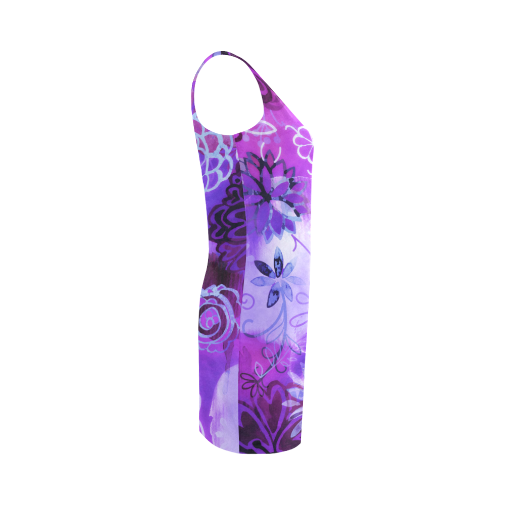Urban Purple Flowers Medea Vest Dress (Model D06)