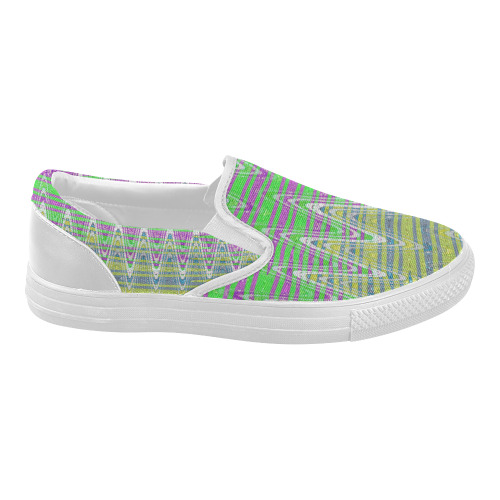 Colorful Waves Women's Slip-on Canvas Shoes (Model 019)