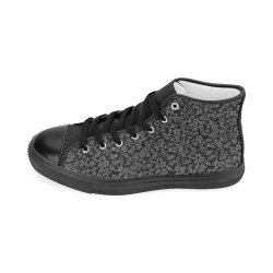 Vintage Floral Charcoal Gray Black Women's Classic High Top Canvas Shoes (Model 017)