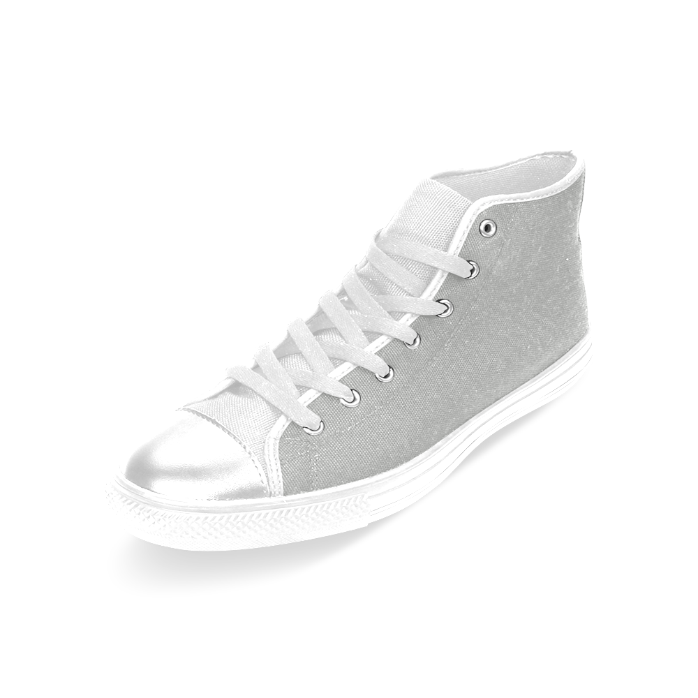 Silver Women's Classic High Top Canvas Shoes (Model 017)