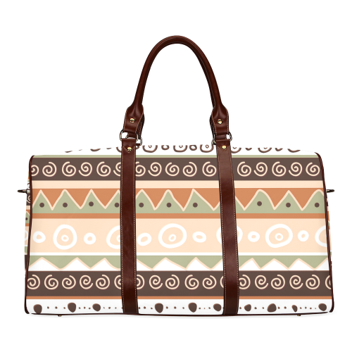 Tan Triblal Pattern Waterproof Travel Bag/Small (Model 1639)